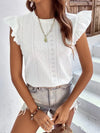 Janne | Eyelet blouse with a frill