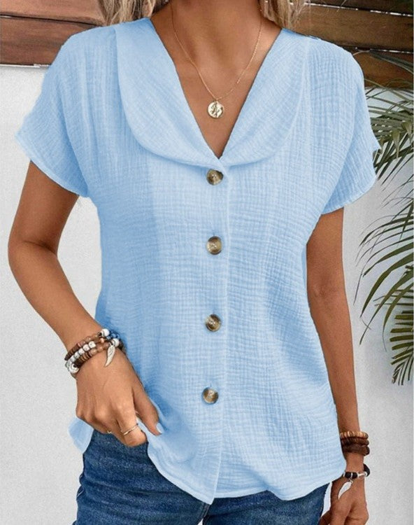 Belle | Collared Button Top