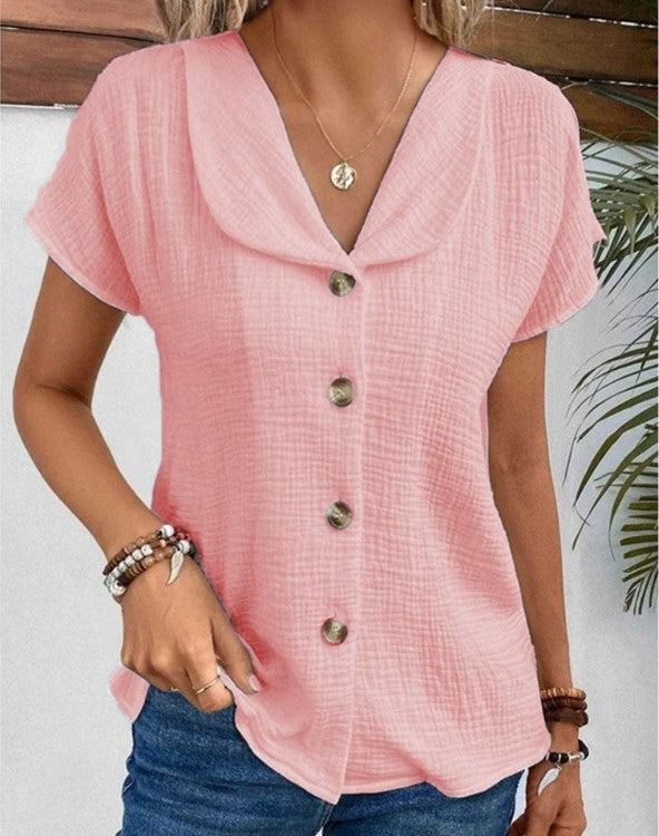 Belle | Collared Button Top
