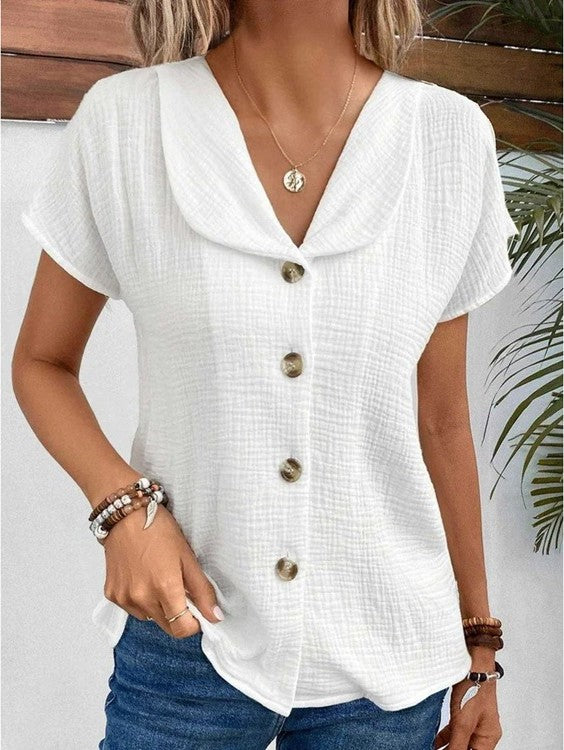 Belle | Collared Button Top