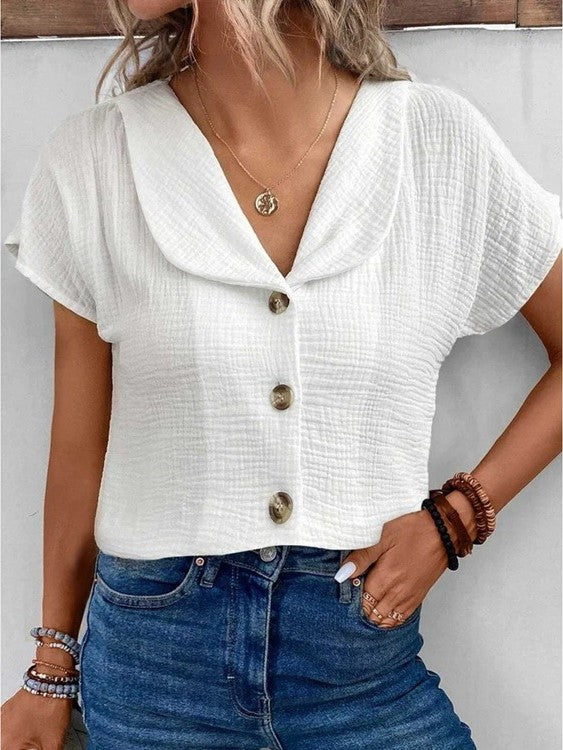 Belle | Collared Button Top