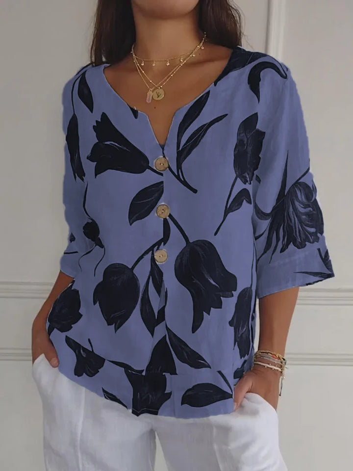 Zhenya | Floral Button-Up Blouse