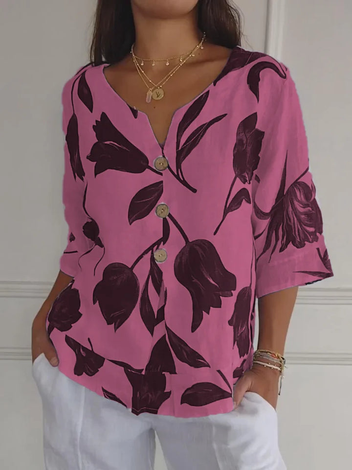 Zhenya | Floral Button-Up Blouse